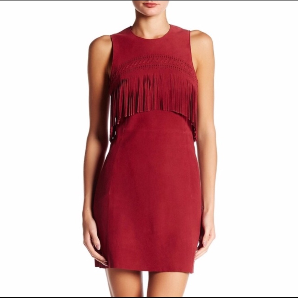 Rebecca Minkoff Suede Burgundy Dress 4